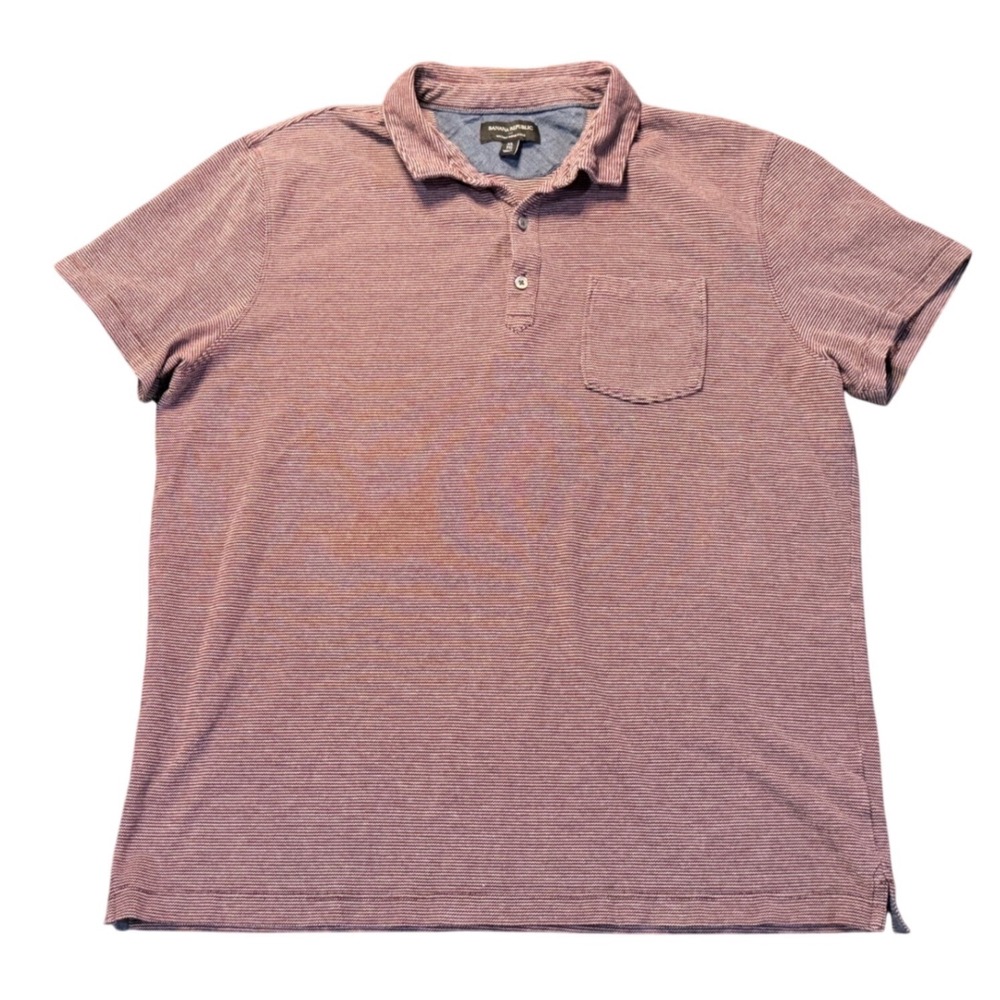 Banana Republic Polo Shirt Purple Striped Wicking Pique Pocket XL Mens